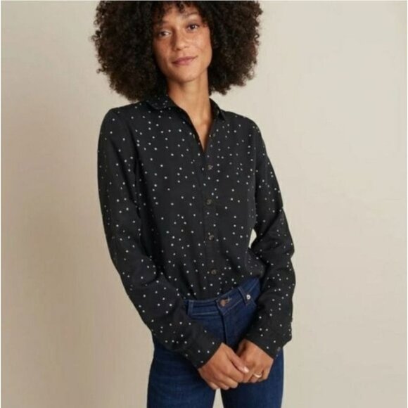 Marine Layer Sahara LS Relaxed womens Shirt Starry print sz medium black button - Picture 1 of 16